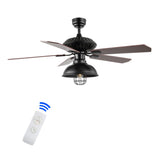Hopkins 52" Farmhouse Industrial Iron Dome Shade LED Ceiling Fan With Remote