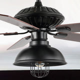 Hopkins 52" Farmhouse Industrial Iron Dome Shade LED Ceiling Fan With Remote