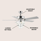Ramsey 52" Glam Modern Crystal Shade LED Ceiling Fan With Remote