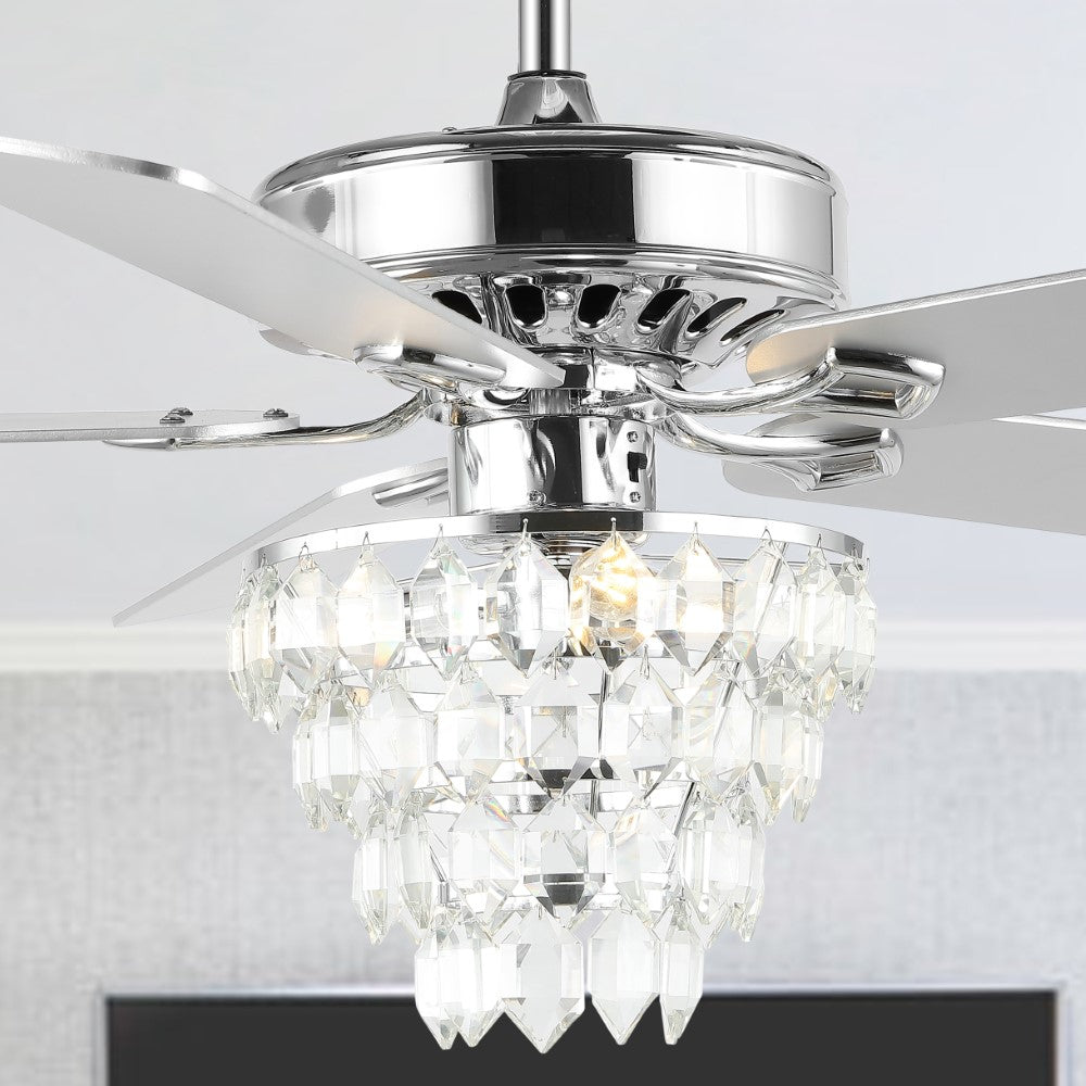 Ramsey 52" Glam Modern Crystal Shade LED Ceiling Fan With Remote