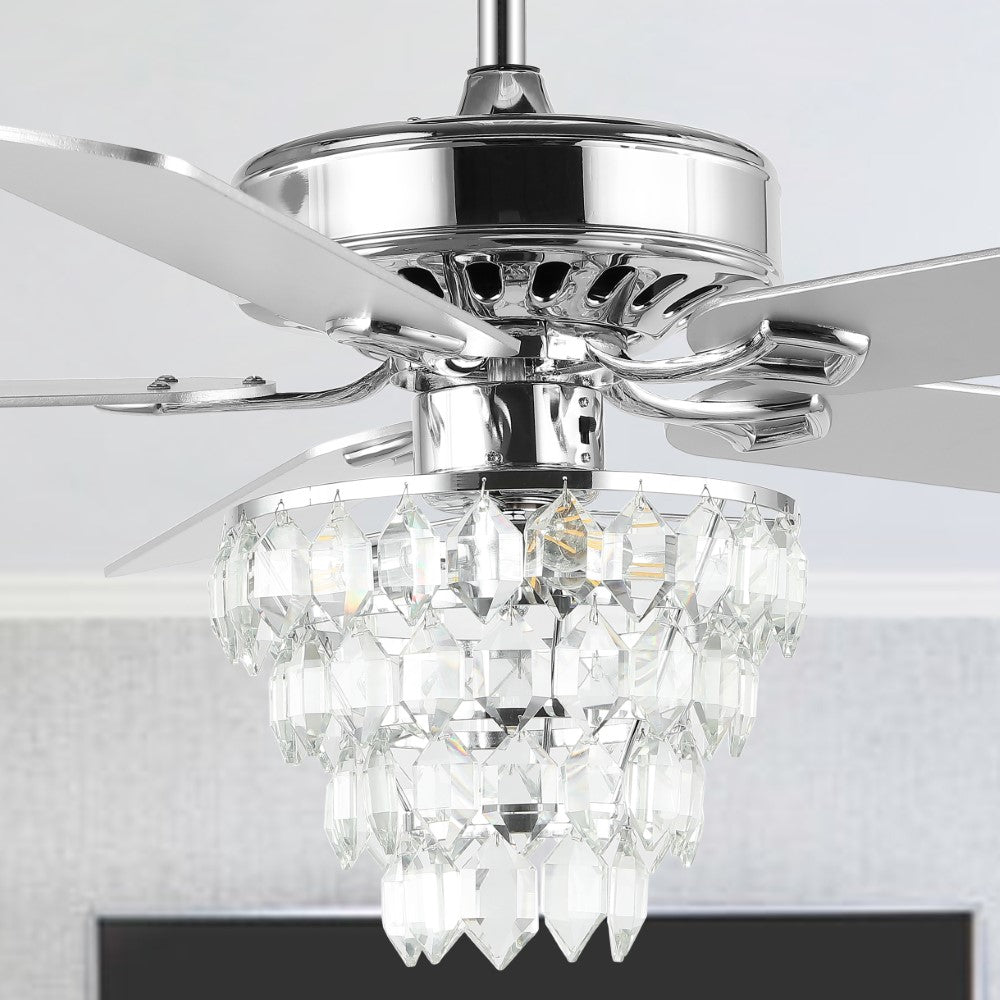 Ramsey 52" Glam Modern Crystal Shade LED Ceiling Fan With Remote