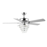 Ramsey 52" Glam Modern Crystal Shade LED Ceiling Fan With Remote