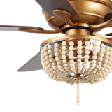 Decadent Rustic Farmhouse Iron/Wood Bead Mobile-App/Remote-Controlled LED Ceiling Fan