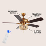Decadent Rustic Farmhouse Iron/Wood Bead Mobile-App/Remote-Controlled LED Ceiling Fan