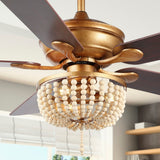 Decadent Rustic Farmhouse Iron/Wood Bead Mobile-App/Remote-Controlled LED Ceiling Fan