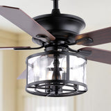 Evelyn 52" Farmhouse Industrial Iron Drum Shade LED Ceiling Fan With Remote