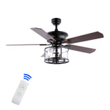 Evelyn 52" Farmhouse Industrial Iron Drum Shade LED Ceiling Fan With Remote