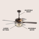 Meek 52" 3-Light Bronze Crystal LED Ceiling Fan With Remote