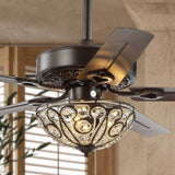 Nanday 48" 3-Light Wrought Iron LED Ceiling Fan With Remote