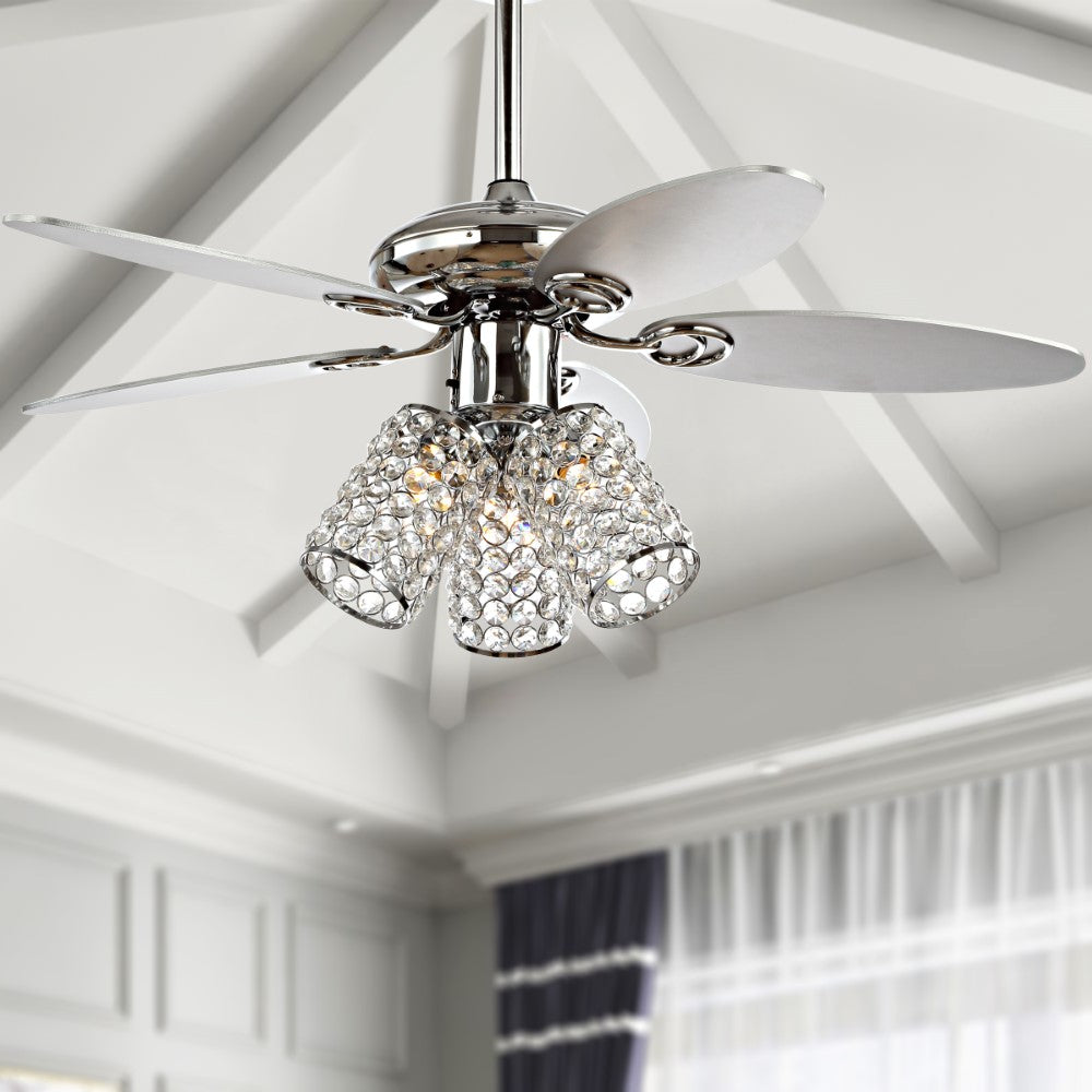 Olive 42" 3-Light Crystal LED Ceiling Fan With Remote