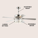 Swiftie 52" 3-Light Crystal Prism Drum LED Ceiling Fan With Remote