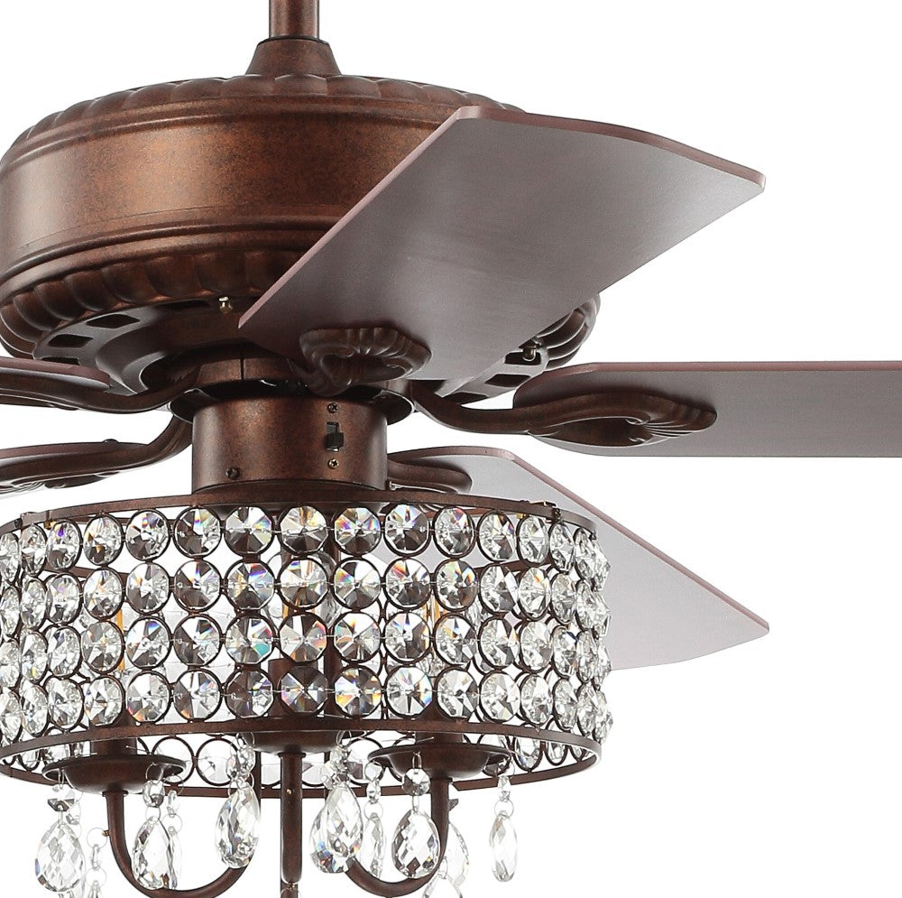 Crimson 52" 3-Light Crystal LED Fan With Remote