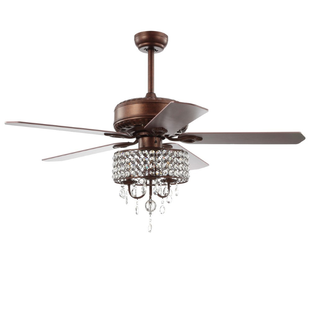 Crimson 52" 3-Light Crystal LED Fan With Remote
