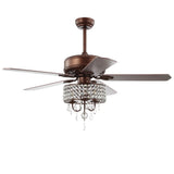 Crimson 52" 3-Light Crystal LED Fan With Remote