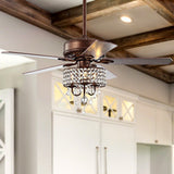 Crimson 52" 3-Light Crystal LED Fan With Remote