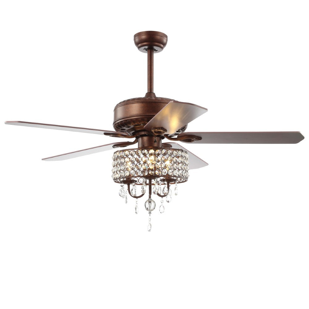 Crimson 52" 3-Light Crystal LED Fan With Remote