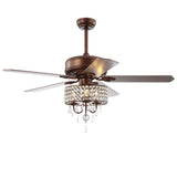 Crimson 52" 3-Light Crystal LED Fan With Remote