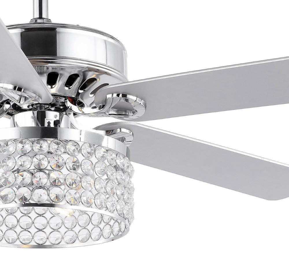 Kristin 52" Crystal/Metal Modern Glam Drum LED Ceiling Fan With Remote