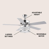 Kristin 52" Crystal/Metal Modern Glam Drum LED Ceiling Fan With Remote