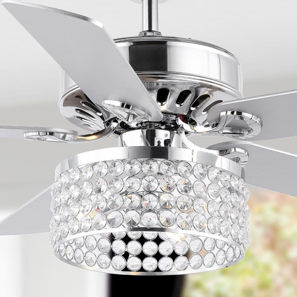 Kristin 52" Crystal/Metal Modern Glam Drum LED Ceiling Fan With Remote