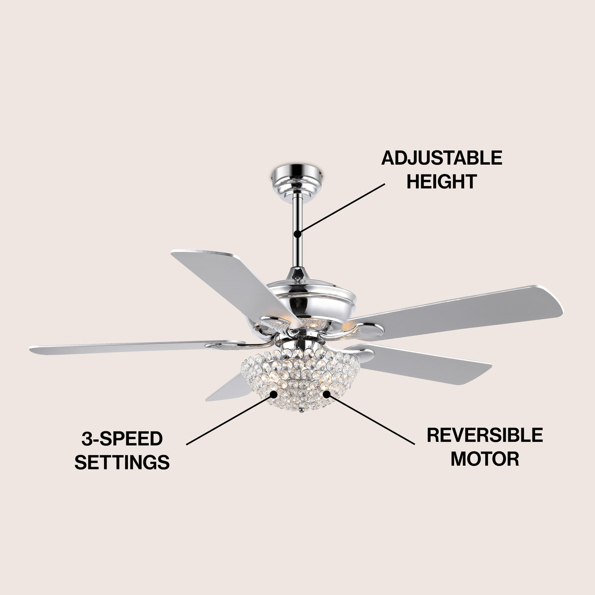 Dennis 52" Traditional Transitional Iron LED CEILING FAN