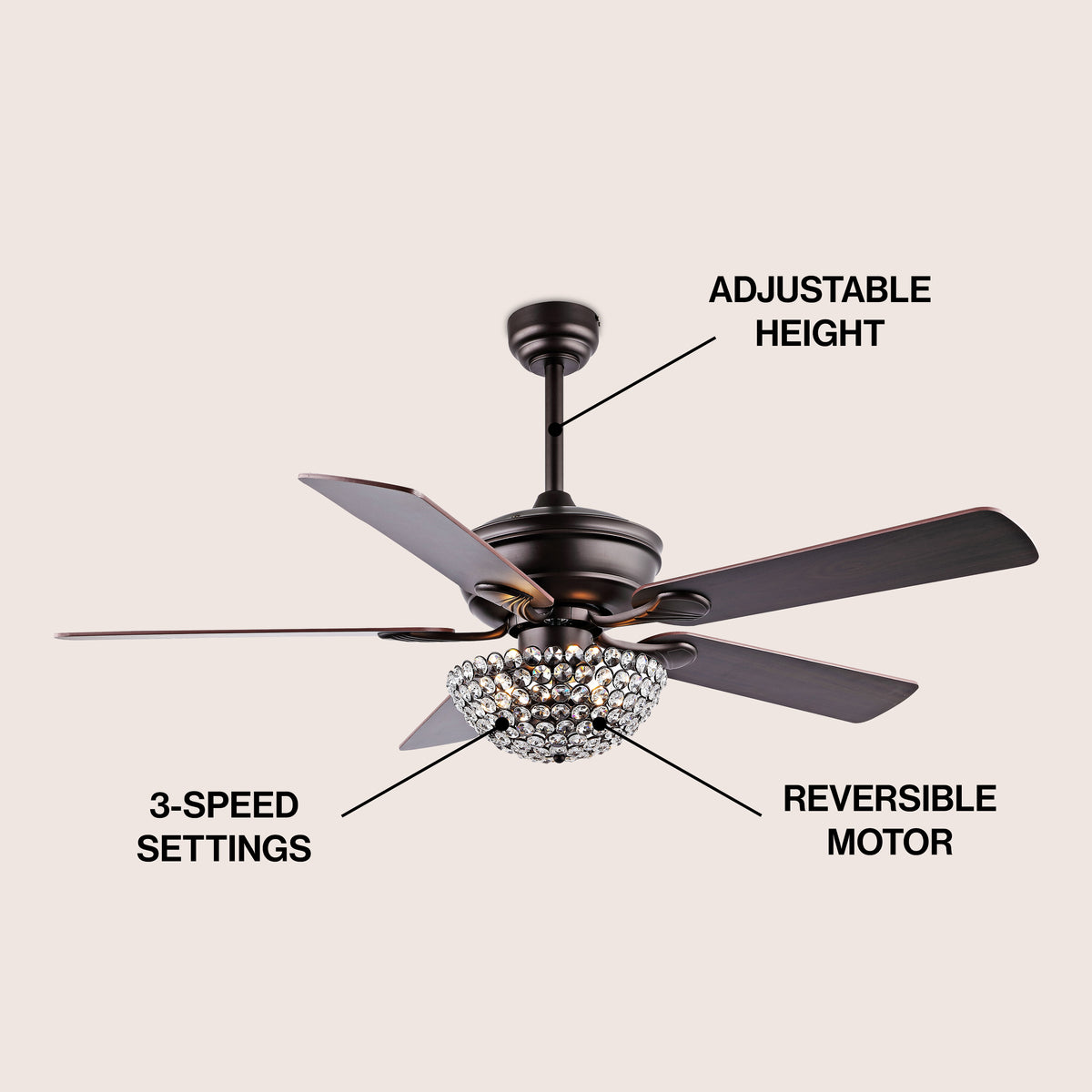 Dennis 52" Traditional Transitional Iron LED CEILING FAN