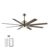 Harbor 66" Contemporary Industrial Iron/Plastic Mobile-App/Remote-Controlled 6-Speed Ceiling Fan with Integrated LED Light