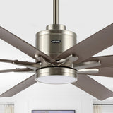 Harbor 66" Contemporary Industrial Iron/Plastic Mobile-App/Remote-Controlled 6-Speed Ceiling Fan with Integrated LED Light