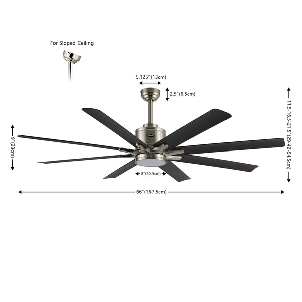 Dimension Image Nickel/Dark Brown Wood Finish / 1 Light