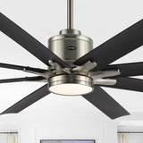 Harbor 66" Contemporary Industrial Iron/Plastic Mobile-App/Remote-Controlled 6-Speed Ceiling Fan with Integrated LED Light