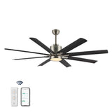 Harbor 66" Contemporary Industrial Iron/Plastic Mobile-App/Remote-Controlled 6-Speed Ceiling Fan with Integrated LED Light