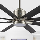 Harbor 66" Contemporary Industrial Iron/Plastic Mobile-App/Remote-Controlled 6-Speed Ceiling Fan with Integrated LED Light