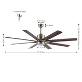 Harbor 66" Contemporary Industrial Iron/Plastic Mobile-App/Remote-Controlled 6-Speed Ceiling Fan with Integrated LED Light