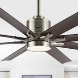Harbor 66" Contemporary Industrial Iron/Plastic Mobile-App/Remote-Controlled 6-Speed Ceiling Fan with Integrated LED Light