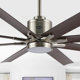 Harbor 66" Contemporary Industrial Iron/Plastic Mobile-App/Remote-Controlled 6-Speed Ceiling Fan with Integrated LED Light