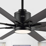 Harbor 66" Contemporary Industrial Iron/Plastic Mobile-App/Remote-Controlled 6-Speed Ceiling Fan with Integrated LED Light