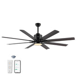 Harbor 66" Contemporary Industrial Iron/Plastic Mobile-App/Remote-Controlled 6-Speed Ceiling Fan with Integrated LED Light