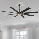 Harbor 66" Contemporary Industrial Iron/Plastic Mobile-App/Remote-Controlled 6-Speed Ceiling Fan with Integrated LED Light