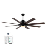 Harbor 66" Contemporary Industrial Iron/Plastic Mobile-App/Remote-Controlled 6-Speed Ceiling Fan with Integrated LED Light