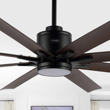 Harbor 66" Contemporary Industrial Iron/Plastic Mobile-App/Remote-Controlled 6-Speed Ceiling Fan with Integrated LED Light