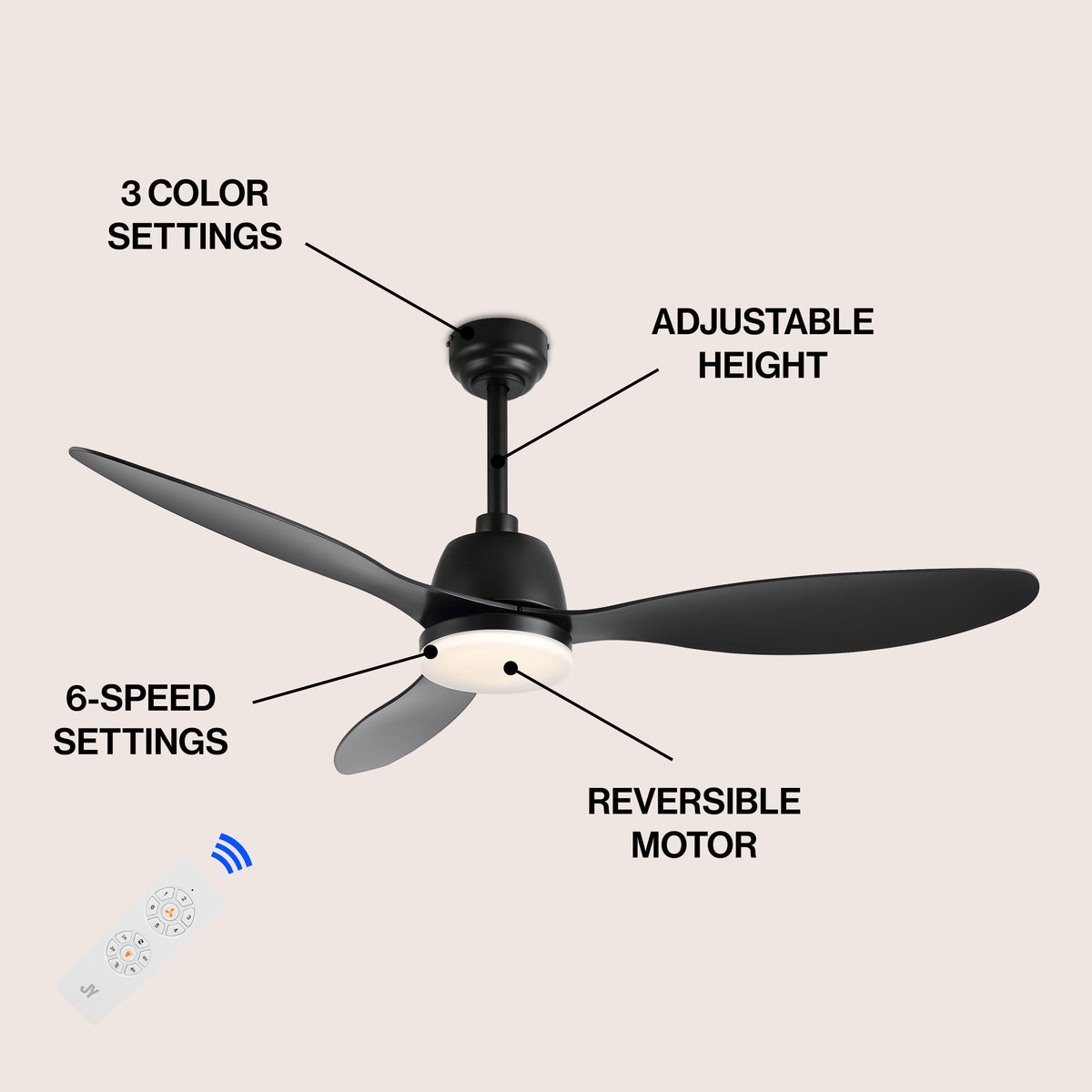 Dolly 52" Classic Industrial Iron/Plastic Mobile-App/Remote-Controlled 6-Speed Propeller Integrated LED Ceiling Fan