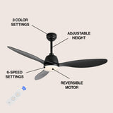 Dolly 52" Classic Industrial Iron/Plastic Mobile-App/Remote-Controlled 6-Speed Propeller Integrated LED Ceiling Fan
