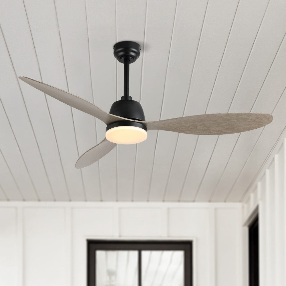 Dolly 52" Classic Industrial Iron/Plastic Mobile-App/Remote-Controlled 6-Speed Propeller Integrated LED Ceiling Fan
