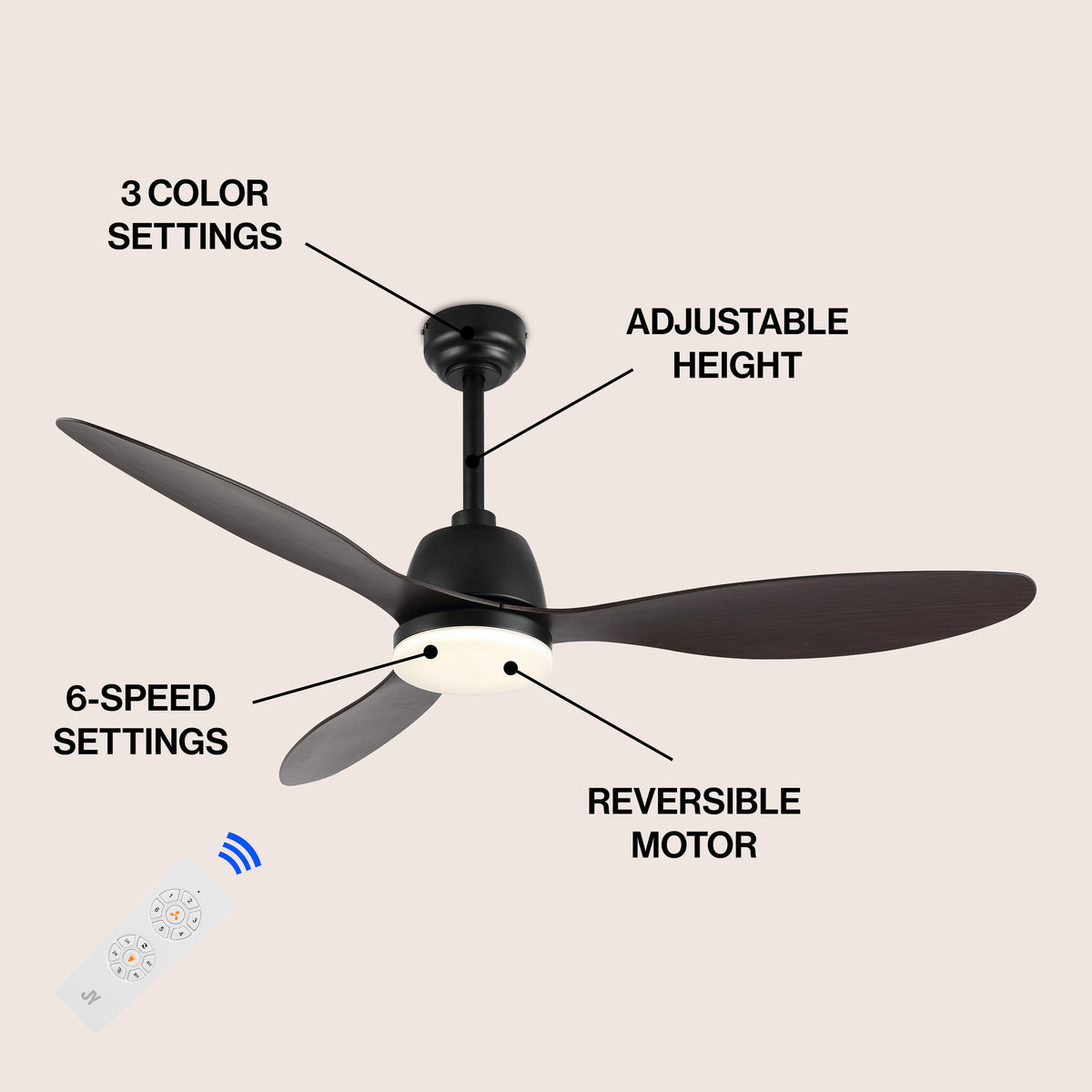 Dolly 52" Classic Industrial Iron/Plastic Mobile-App/Remote-Controlled 6-Speed Propeller Integrated LED Ceiling Fan