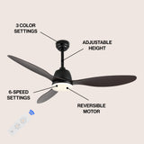 Dolly 52" Classic Industrial Iron/Plastic Mobile-App/Remote-Controlled 6-Speed Propeller Integrated LED Ceiling Fan