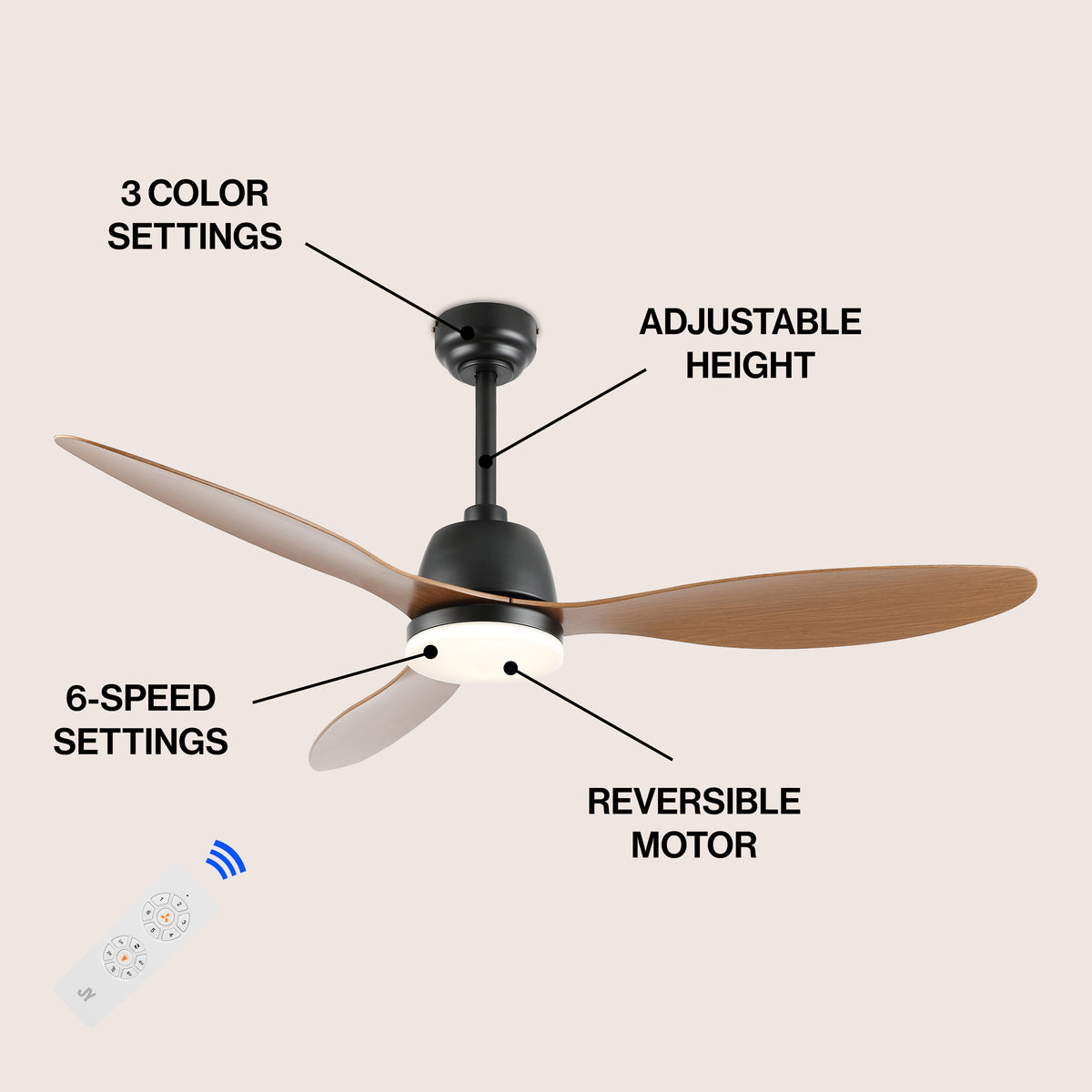 Dolly 52" Classic Industrial Iron/Plastic Mobile-App/Remote-Controlled 6-Speed Propeller Integrated LED Ceiling Fan