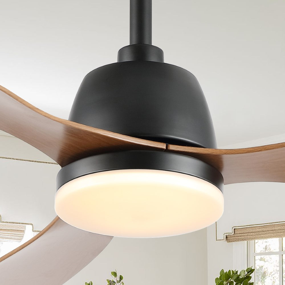 Dolly 52" Classic Industrial Iron/Plastic Mobile-App/Remote-Controlled 6-Speed Propeller Integrated LED Ceiling Fan