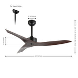 Roboto 50" Modern Minimalist Iron/Plastic Mobile-App/Remote-Controlled 6-Speed Razor Ceiling Fan
