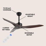 Roboto 50" Modern Minimalist Iron/Plastic Mobile-App/Remote-Controlled 6-Speed Razor Ceiling Fan