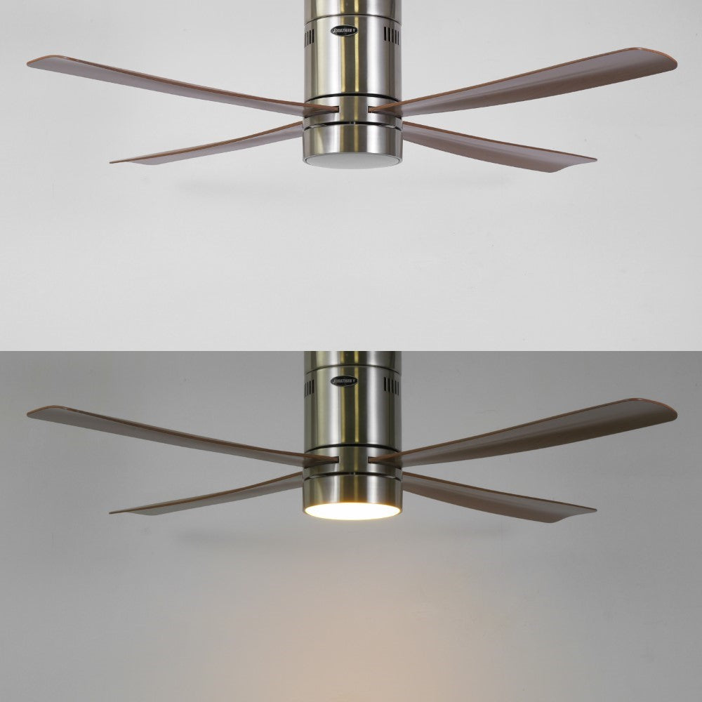 Pauly 52" Contemporary Minimalist Iron/Acrylic Mobile-App/Remote-Controlled 6-Speed Integrated LED Ceiling Fan